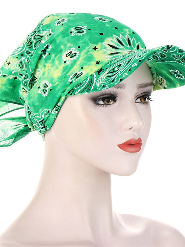 Women Bandana Scarf Cap Sunscreen Hedging Cap Printed Brim Baseball Cap Colorful Sunshade Hooded Scarf Headpiece Headscarf Baseball Hat - LuckyFash™