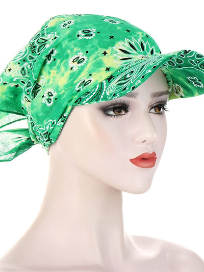 Women Bandana Scarf Cap Sunscreen Hedging Cap Printed Brim Baseball Cap Colorful Sunshade Hooded Scarf Headpiece Headscarf Baseball Hat - LuckyFash™