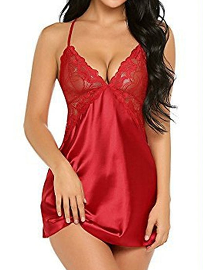 Women's Lace Dress Summer Dress Mini Dress Cute Sexy Lace Backless Solid Color Strap Home Lounge Black Pink 2023 Summer Spring S M L XL - LuckyFash™