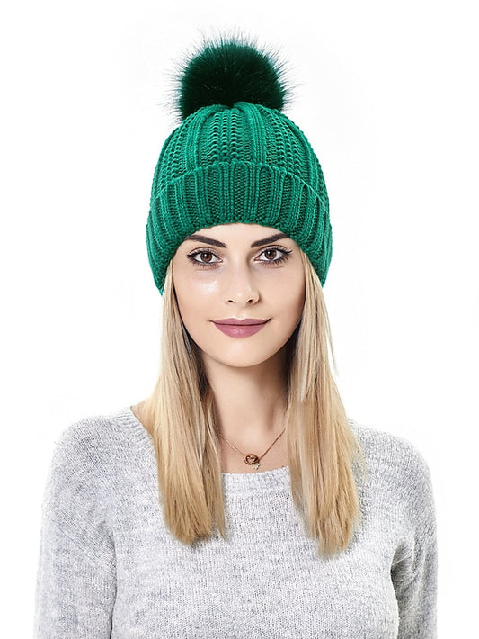Women's Hat Beanie / Slouchy Green Yellow Wine Party Outdoor Dailywear Knitted Pure Color Portable Windproof Comfort - LuckyFash™