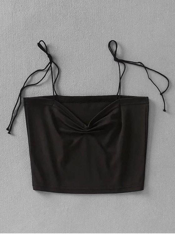 Gathered Crop Tie Strap Tank Top - LuckyFash™