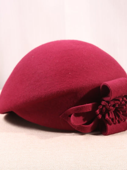 Women's Hat Beret Hat Black Wine Camel Outdoor Street Dailywear Flower Pure Color Warm Breathable - LuckyFash™