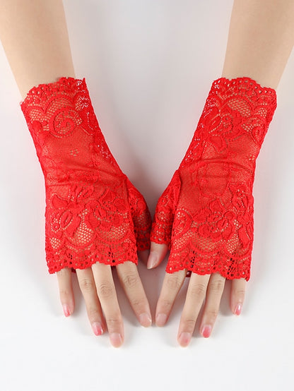 Women's Fingerless Gloves Formal Party / Evening Daily Solid / Plain Color Lace Simple Style Sweet Wedding Casual / Daily 1 Pair - LuckyFash™