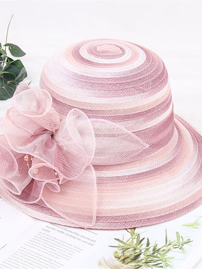 Women's Hat Bucket Hat Sun Hat Blue Pink Wine Party Outdoor Dailywear Floral Floral Stripe Portable Windproof Comfort - LuckyFash™