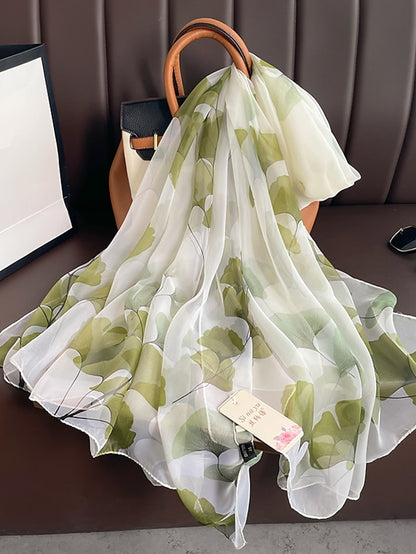 Women's Scarves Satin Scarves Gift Daily Holiday Flowers Chiffon Casual Bohemia Sunscreen Casual Wedding 1 PC - LuckyFash™