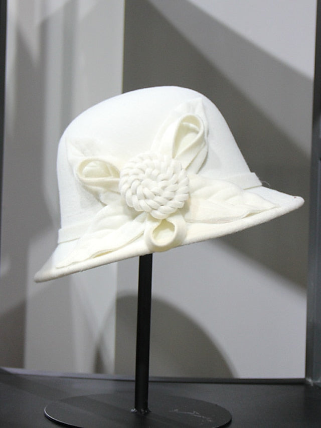 Women's Party Hat Party Wedding Special Occasion Flower Flower Wine Camel Hat / White / Blue / Fall / Winter / Spring - LuckyFash™