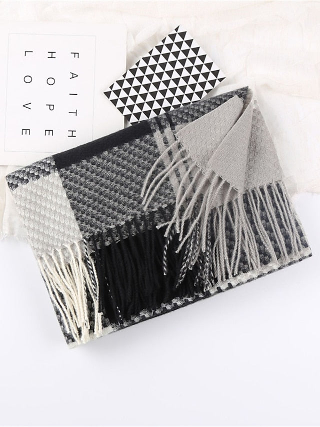 Women's Women's Shawls & Wraps Christmas Street Dailywear Camel Blue Pink Scarf Plaid - LuckyFash™