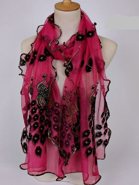 Women's Chiffon Scarf Dailywear Date Blue Scarf Animal - LuckyFash™