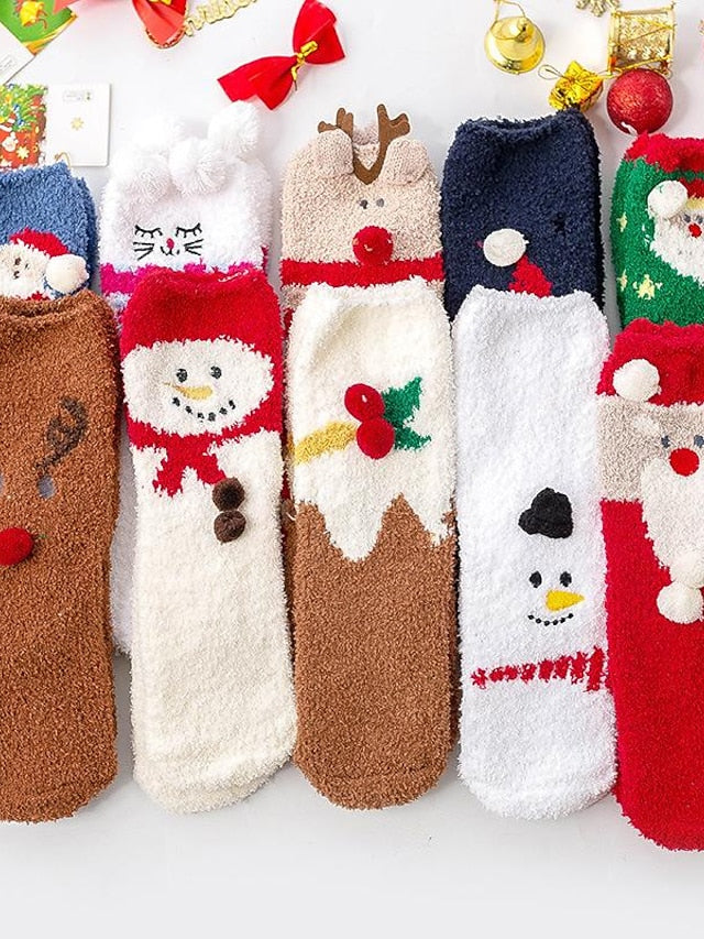 Women's Crew Socks Party Christmas Gift Multi Color Animal Patterned Polyester Spandex Casual Classic Warm Cute 1 Pair - LuckyFash™