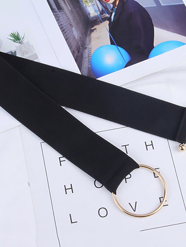 Women's Unisex Wide Belt Canvas Metal Bucke Plain Casual Classic Party Daily Silver Gold - LuckyFash™