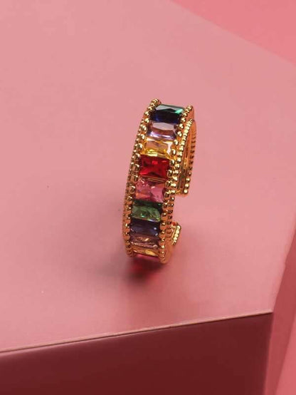 Gemstone Decor Cuff Ring - LuckyFash™