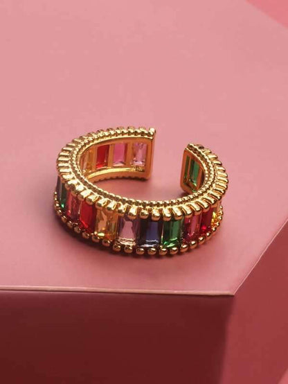 Gemstone Decor Cuff Ring - LuckyFash™
