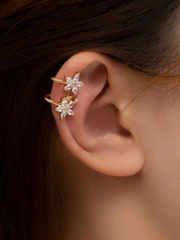Gemstone Decor Floral Ear Cuff - LuckyFash™
