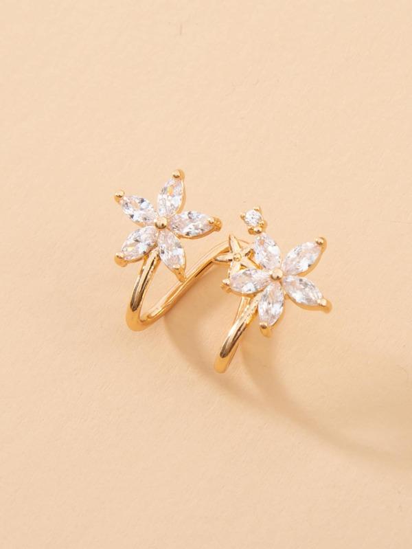 Gemstone Decor Floral Ear Cuff - LuckyFash™