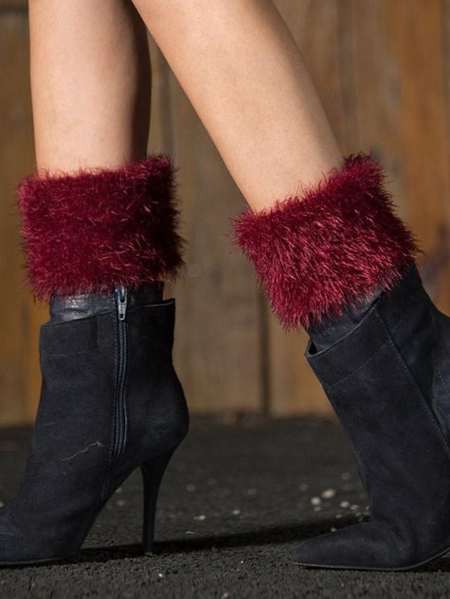 Leg Warmers Boot Cuffs Work Daily Solid Color Acrylic Fibers Basic Classic Warm 1 Pair for Women - LuckyFash™