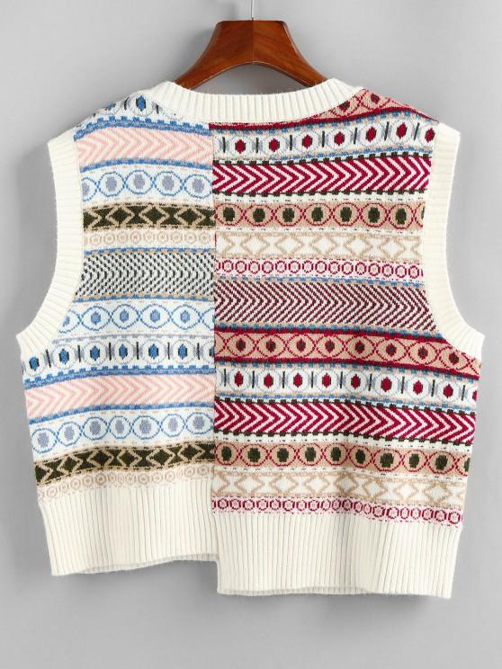 Geo Asymmetrical Patchwork Southwestern Sweater Vest - LuckyFash™