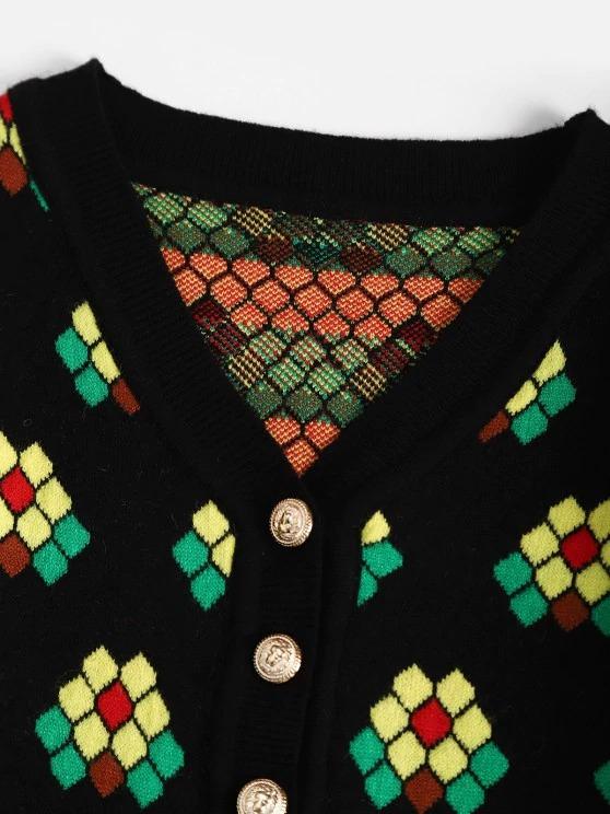 Geo Graphic Button Up Cardigan - LuckyFash™