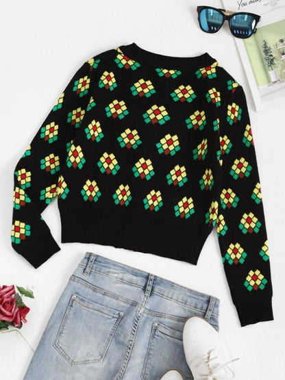 Geo Graphic Button Up Cardigan - LuckyFash™