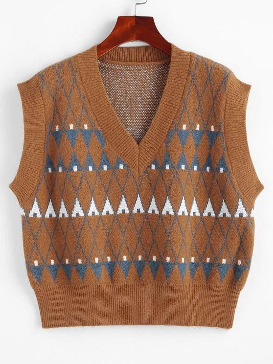Geo Graphic Sweater Vest - LuckyFash™