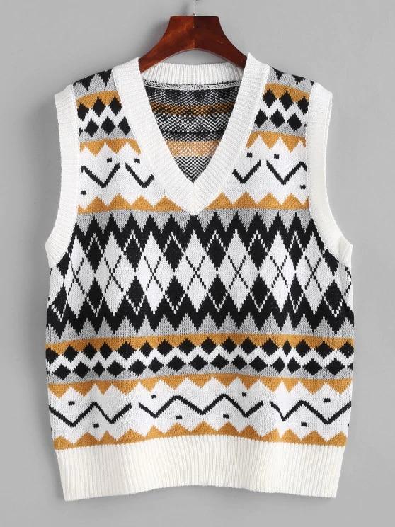 Geo Mix Sweater Vest - LuckyFash™