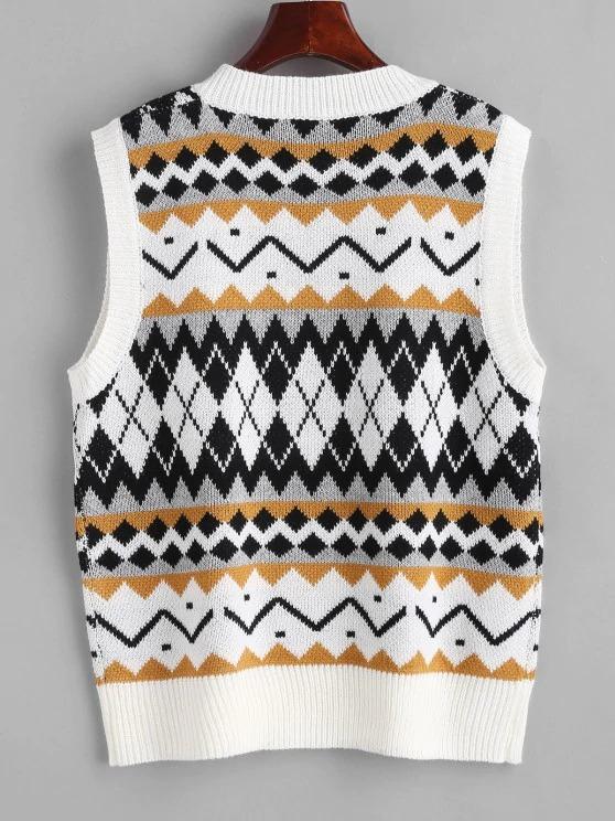 Geo Mix Sweater Vest - LuckyFash™