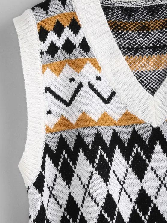 Geo Mix Sweater Vest - LuckyFash™