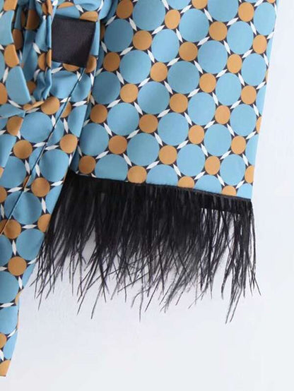 Geo Pattern Fringe Trim Wrap Blazer - LuckyFash™