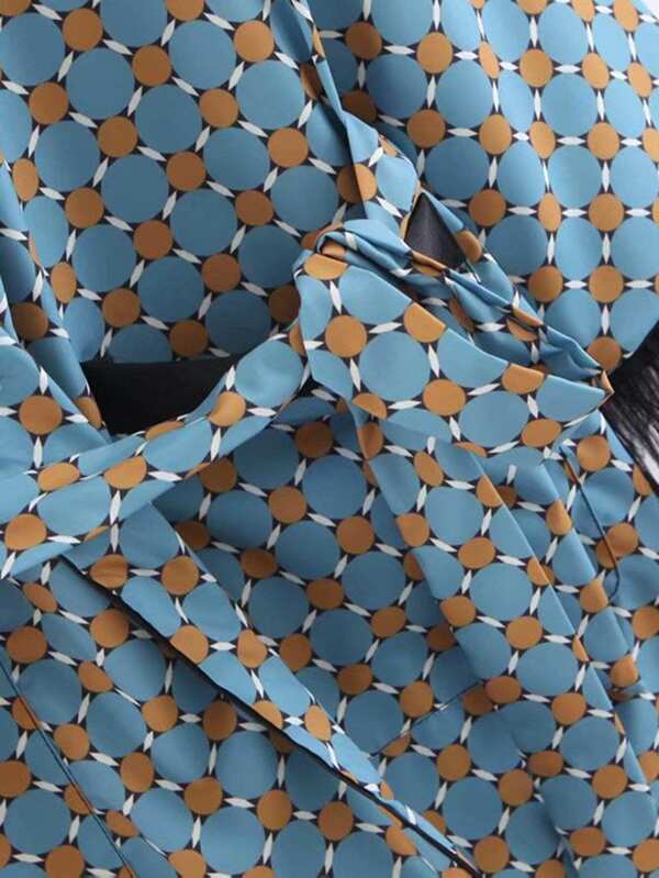 Geo Pattern Fringe Trim Wrap Blazer - LuckyFash™