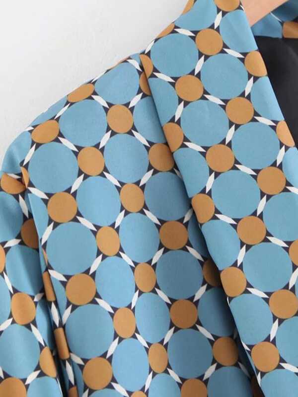 Geo Pattern Fringe Trim Wrap Blazer - LuckyFash™