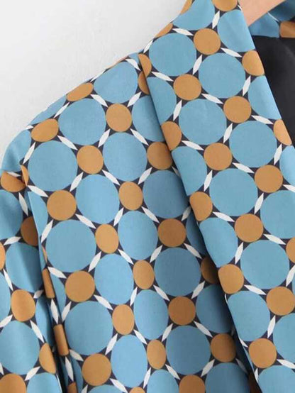 Geo Pattern Fringe Trim Wrap Blazer - LuckyFash™