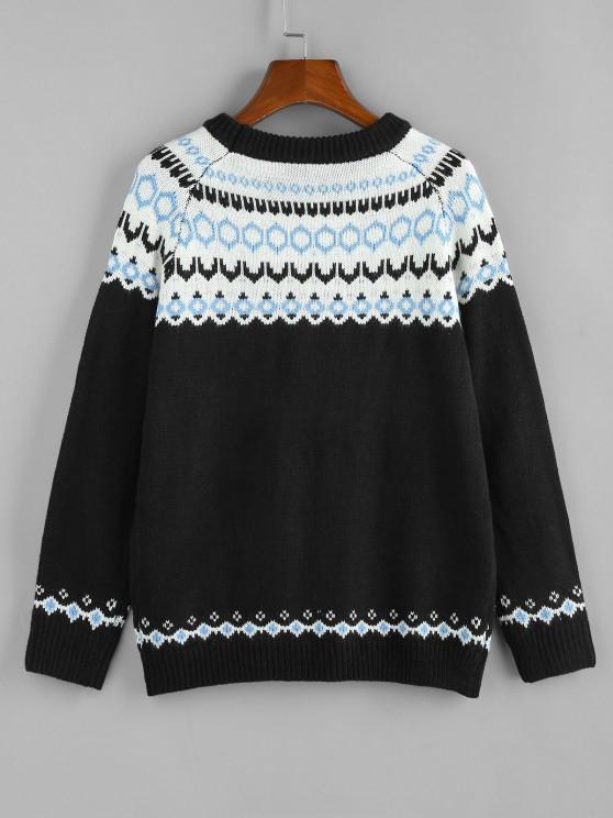 Geo Raglan Sleeve Jumper Sweater - LuckyFash™