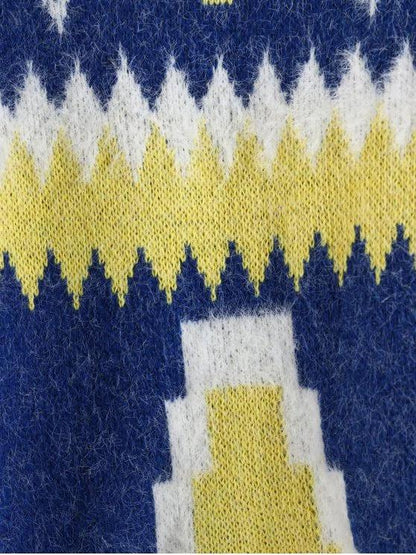 Geometric Drop Shoulder Longline Sweater - LuckyFash™