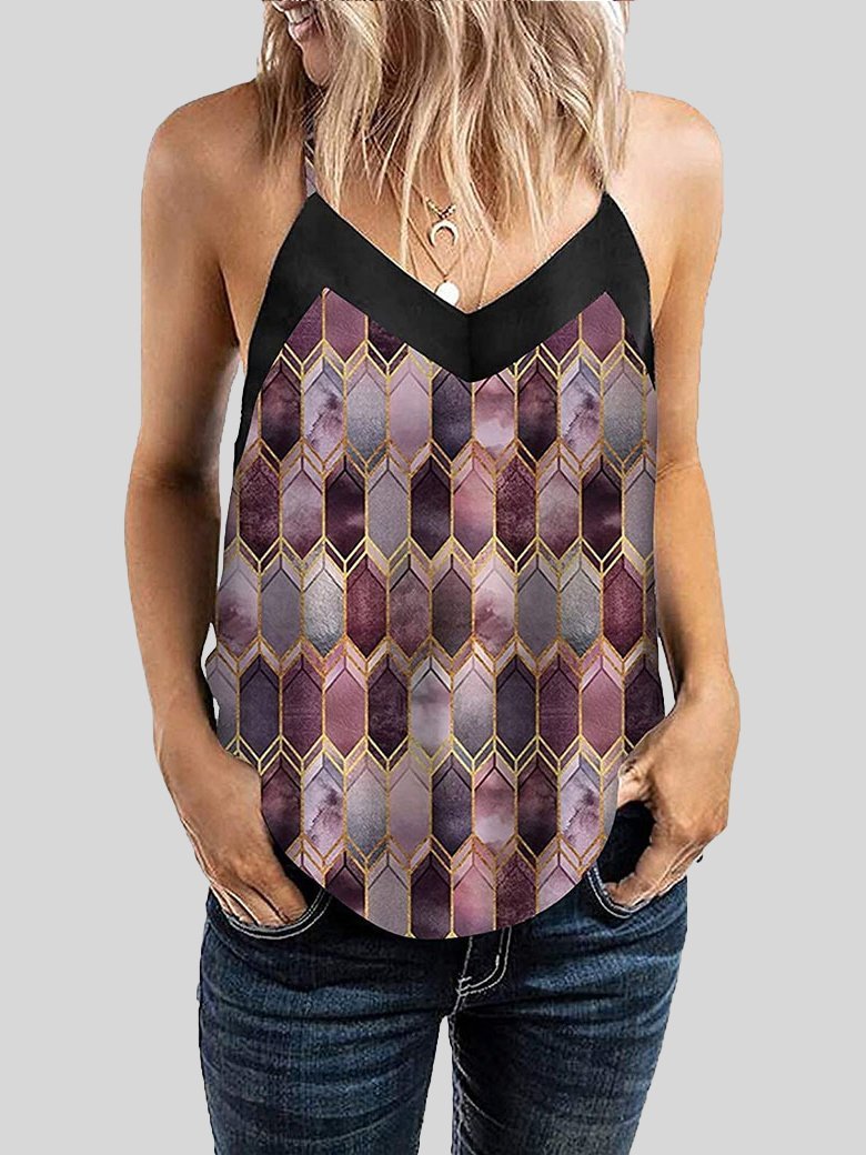 Geometric Pattern Print Camisole Vest - LuckyFash™