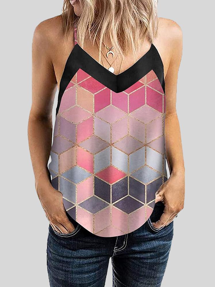 Geometric Pattern Print Camisole Vest - LuckyFash™