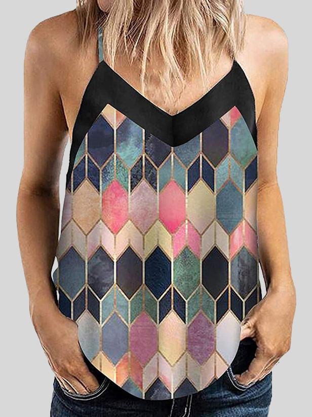 Geometric Pattern Print Camisole Vest - LuckyFash™