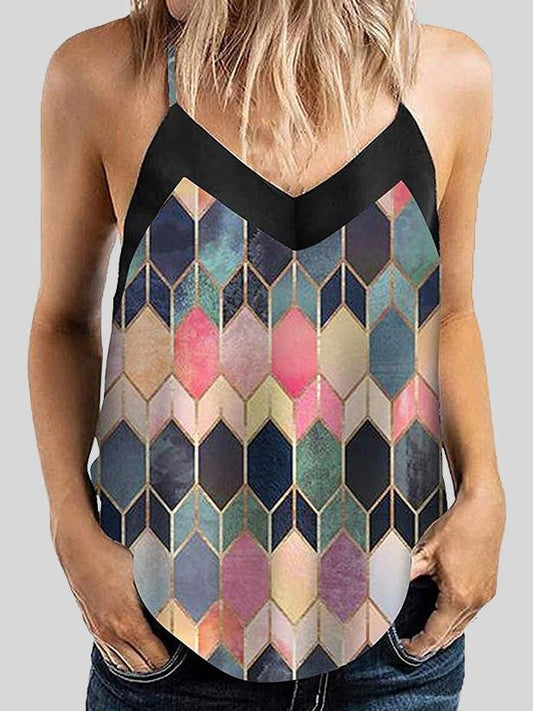 Geometric Pattern Print Camisole Vest - LuckyFash™