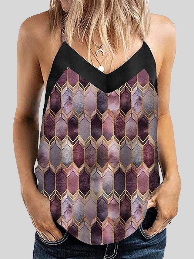 Geometric Pattern Print Camisole Vest - LuckyFash™