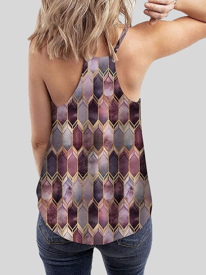 Geometric Pattern Print Camisole Vest - LuckyFash™