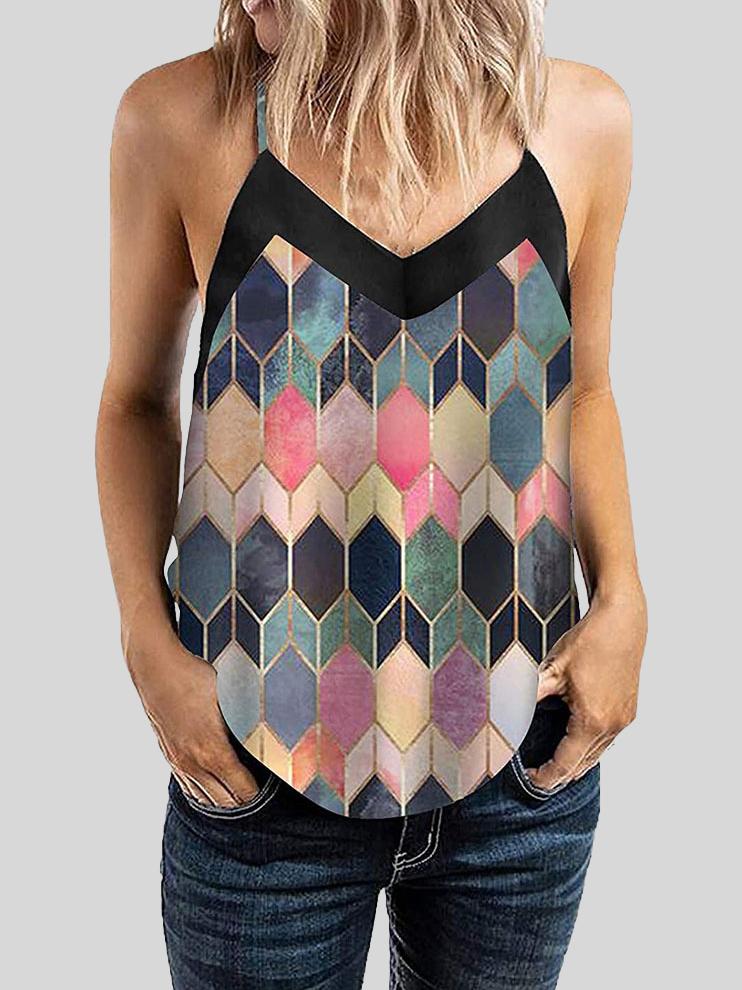 Geometric Pattern Print Camisole Vest - LuckyFash™