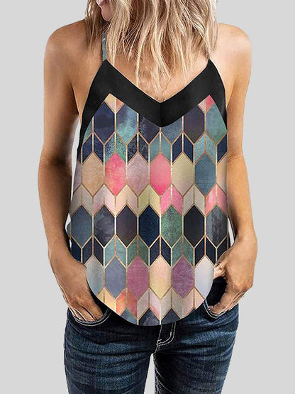 Geometric Pattern Print Camisole Vest - LuckyFash™