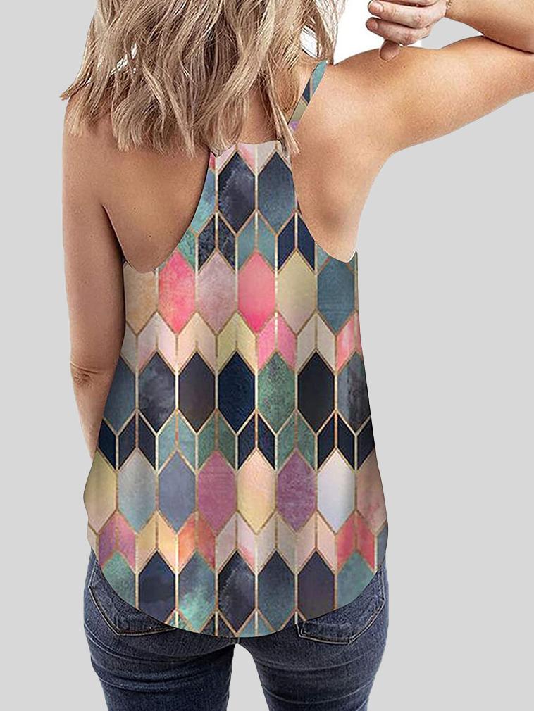 Geometric Pattern Print Camisole Vest - LuckyFash™