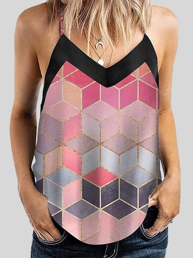 Geometric Pattern Print Camisole Vest - LuckyFash™