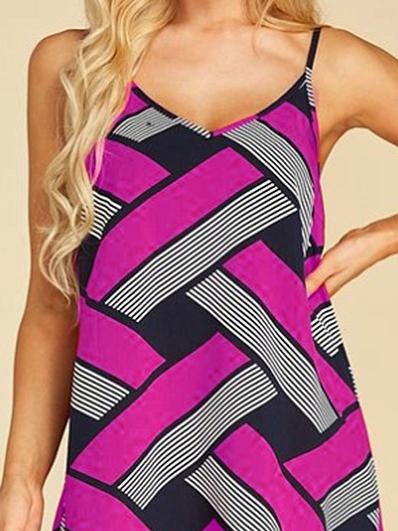 Geometric Print Casual Sleeveless Suspender Dress - LuckyFash™