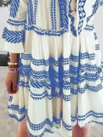 Geometric Print V-Neck Mini Dress - LuckyFash™