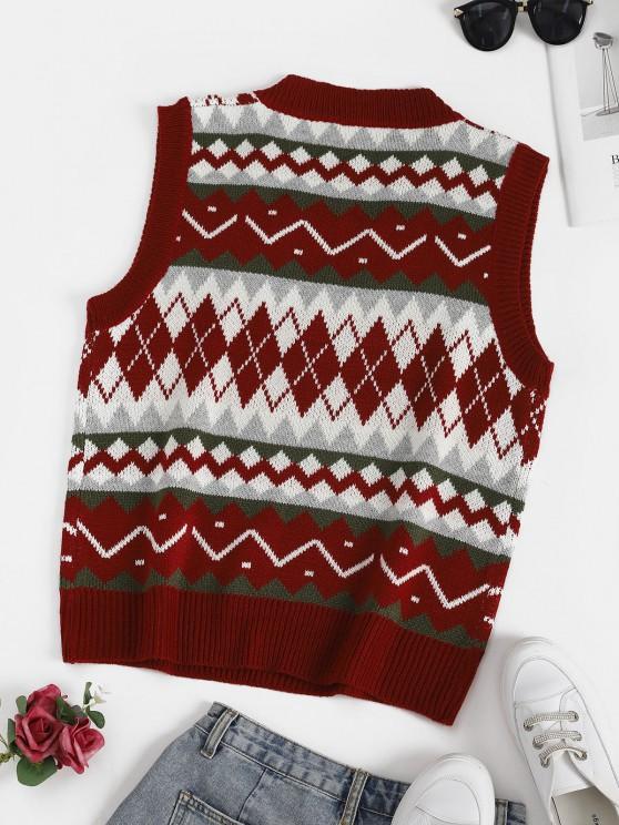 Geometric V Neck Sweater Vest - LuckyFash™