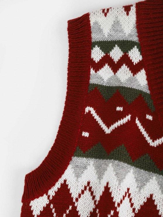 Geometric V Neck Sweater Vest - LuckyFash™