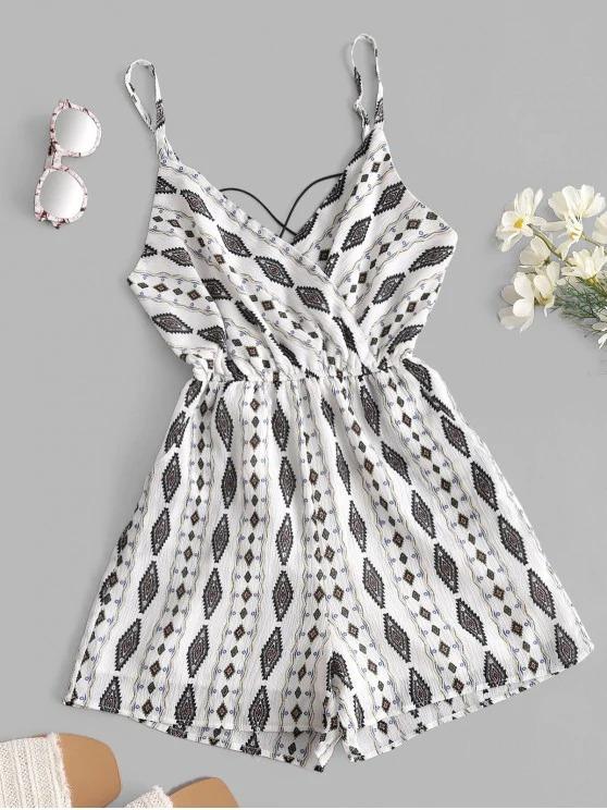 Geometry Crisscross Cami Romper - LuckyFash™