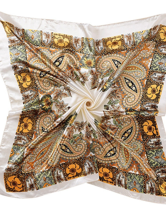 New Fashion Women Silk Scarf Square Holiday Print Head Scarfs Female Satin Hijab Scarves Shawl Wrap Lady Headband Foulard - LuckyFash™