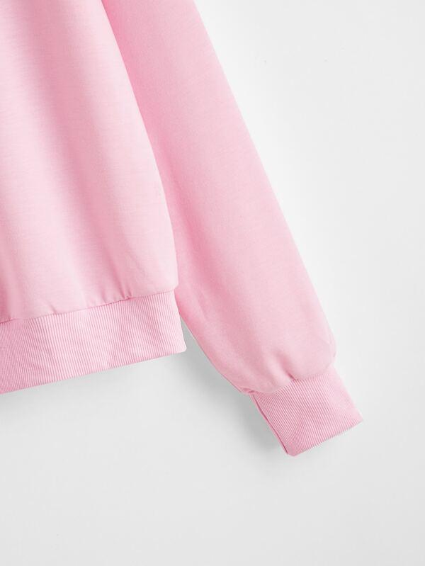 Gesture And Heart Print Drawstring Hoodie - LuckyFash™