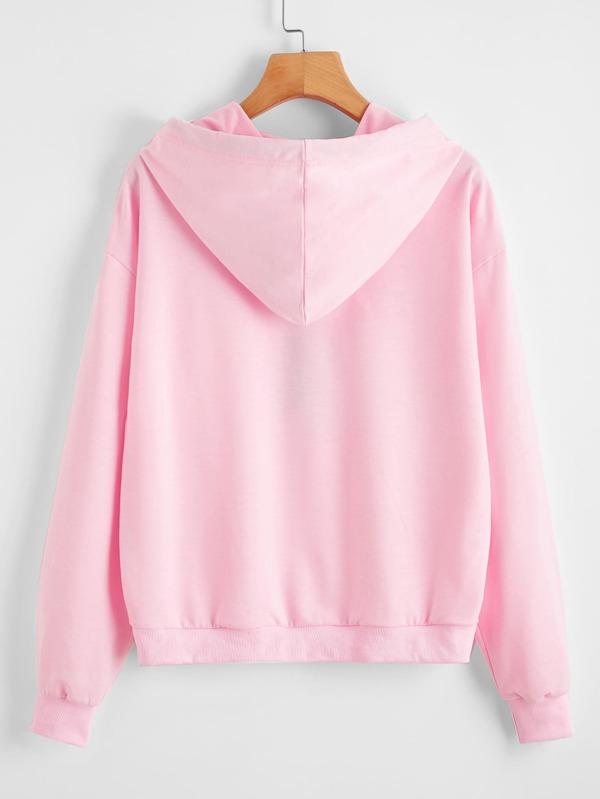 Gesture And Heart Print Drawstring Hoodie - LuckyFash™